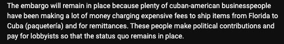 The embargo will remain ('cause everyone is corrupt to the bone)